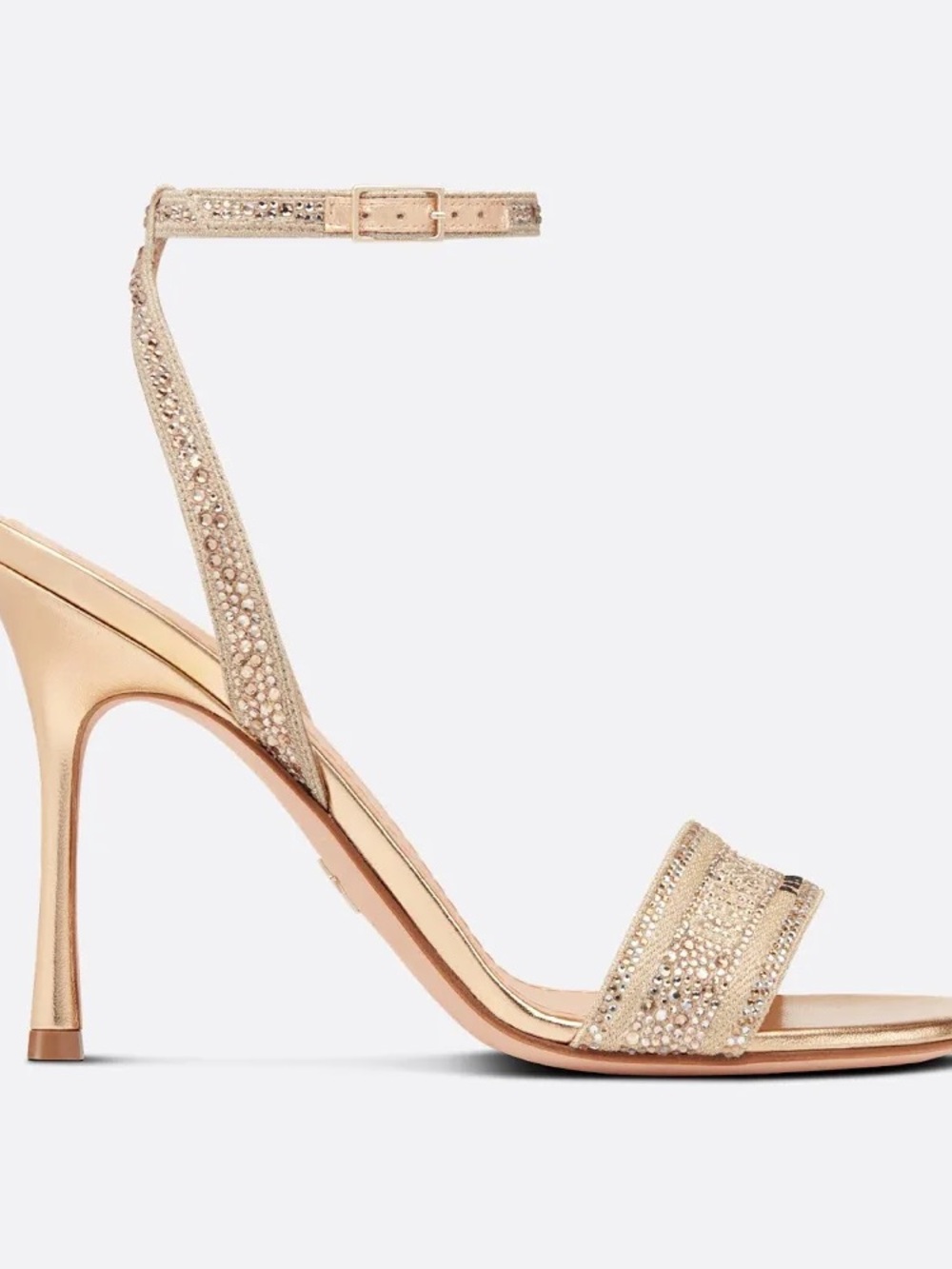 Dior Rose Gold Crystal Ankle-Strap Stiletto Sandal